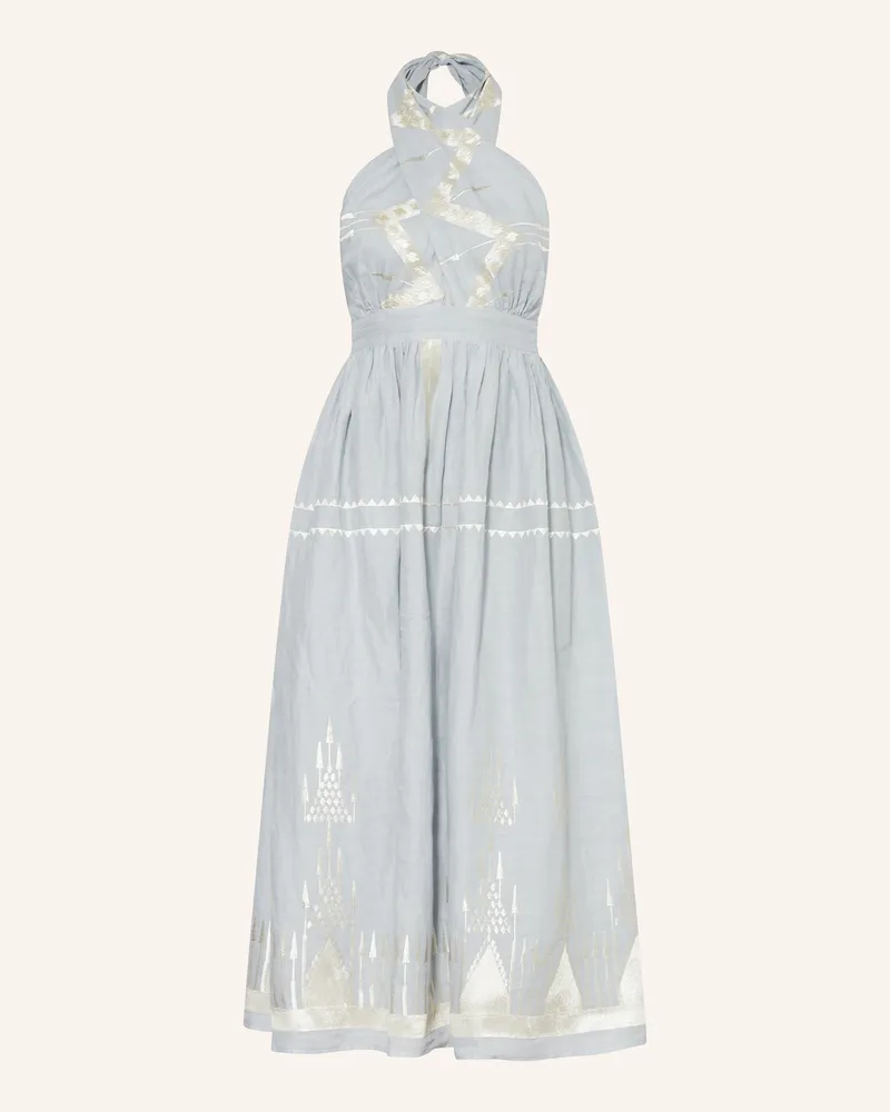 Greek Archaic Kori Strandkleid Roots Mit Glitzergarn grau Hellgrau