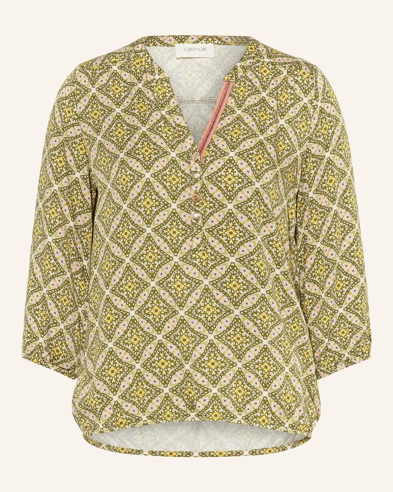 Cartoon Blusenshirt mit 3/4-Arm Oliv