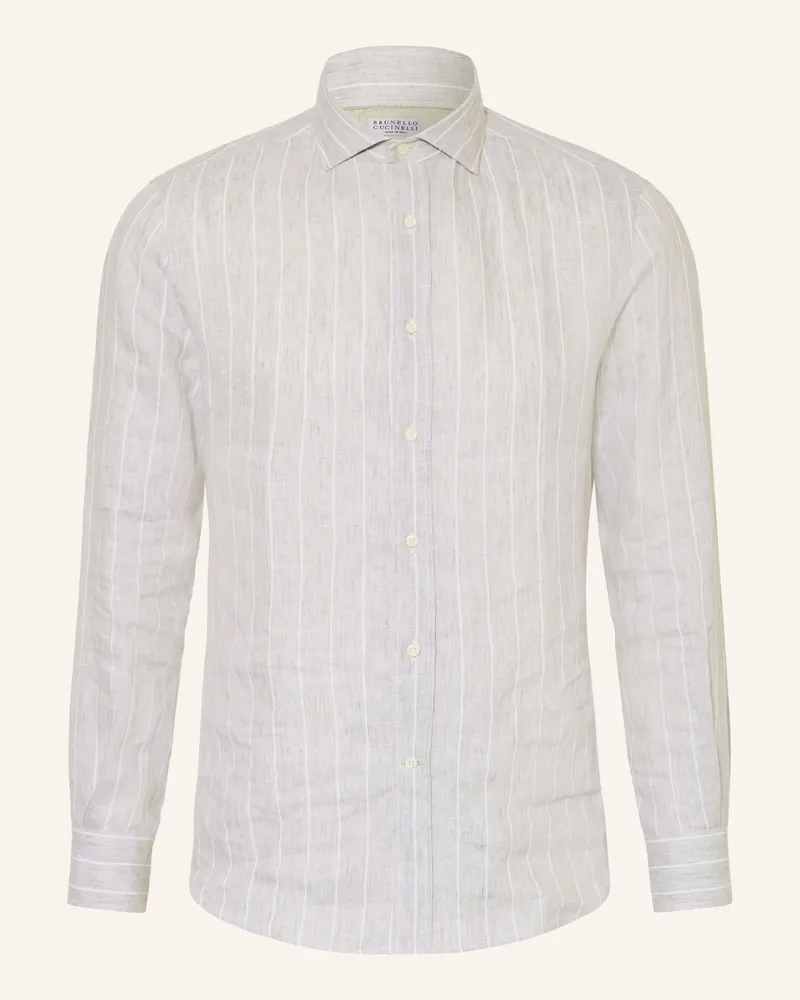 Brunello Cucinelli Leinenhemd Easy Fit grau Grau