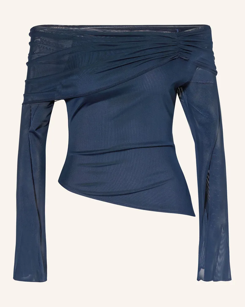 Neo Noir Off-Shoulder-Shirt ADDIE aus Mesh Dunkelblau