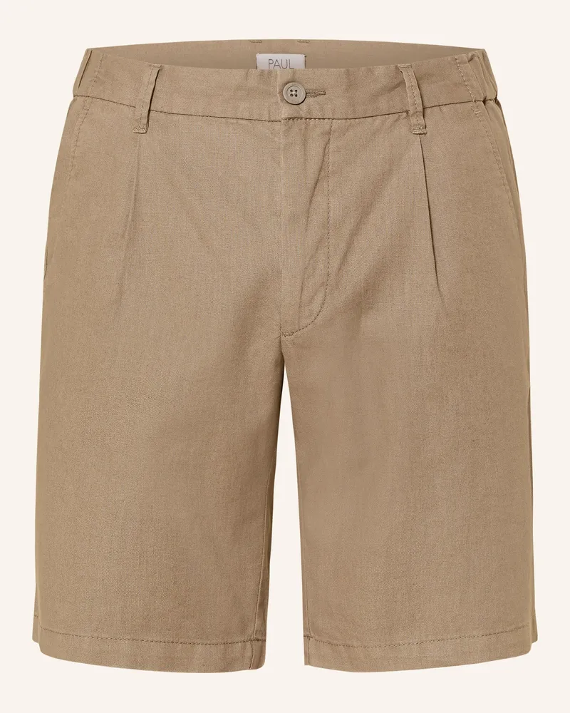 paul Chinoshorts Comfort Fit Mit Leinen gruen Khaki