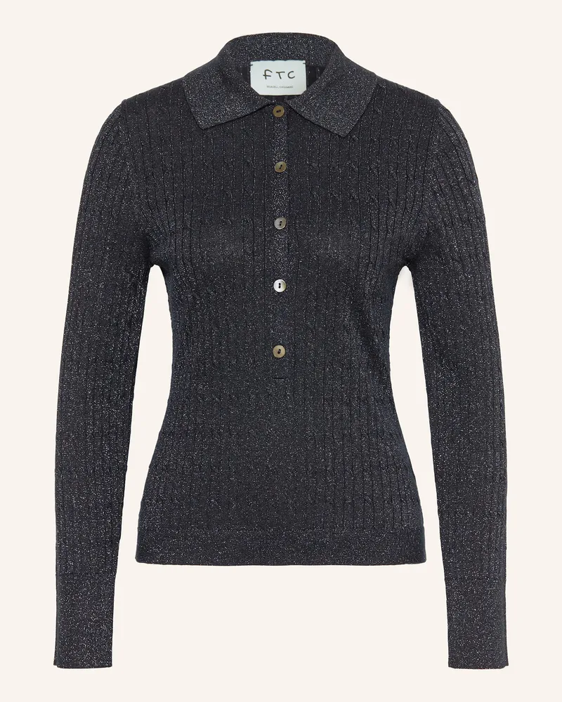 FTC Cashmere Pullover mit Cashmere und Glitzergarn Dunkelblau