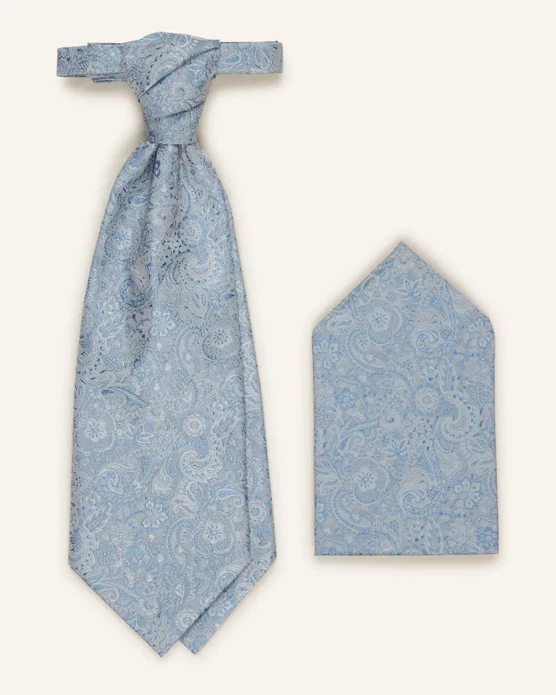 Wilvorst Set: Krawatte und Einstecktuch Hellblau