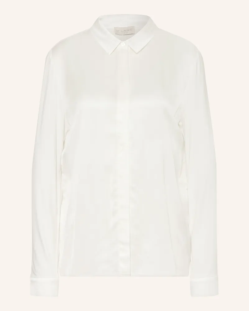 Milano Italy Hemdbluse Im Materialmix weiss Ecru