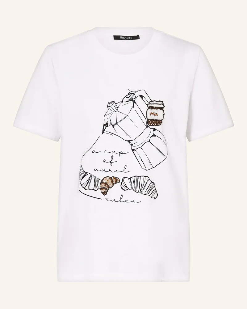 MARC AUREL T-Shirt Mit Schmucksteinen weiss Weiss