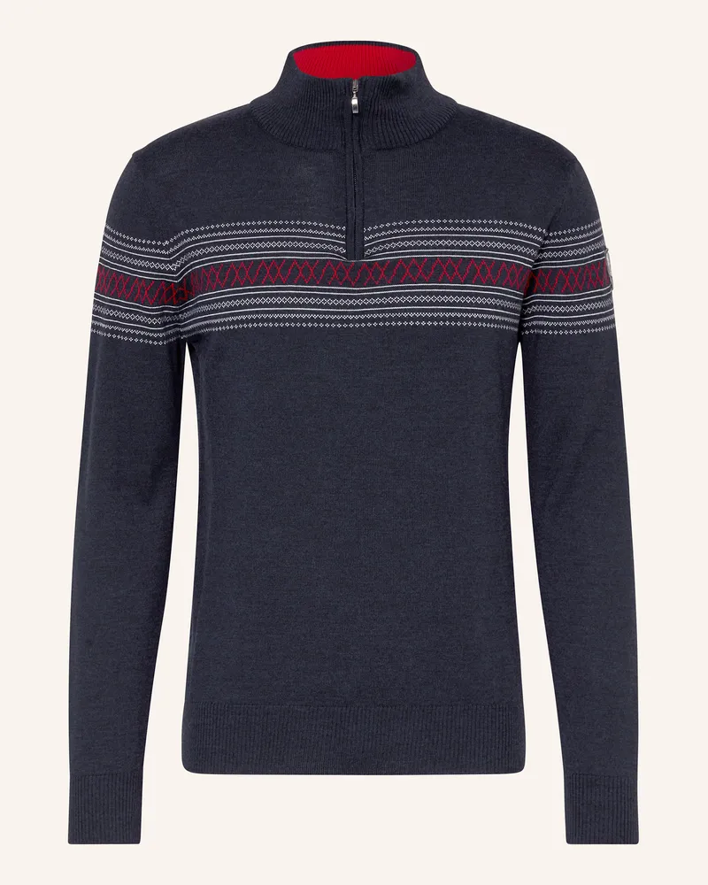 WE NORWEGIANS Troyer SIGNATURE aus Merinowolle Dunkelblau