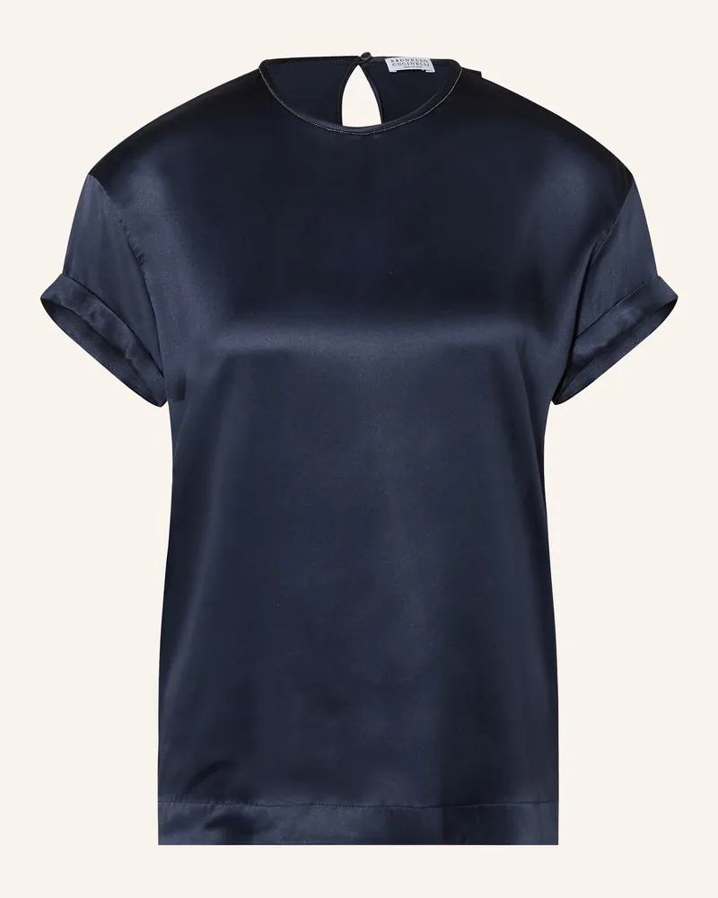 Brunello Cucinelli Blusenshirt Aus Seide blau Dunkelblau