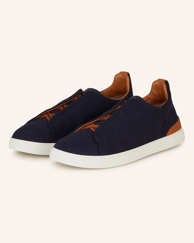 Ermenegildo Zegna Slip-On-Sneaker Triple Stitch blau Dunkelblau