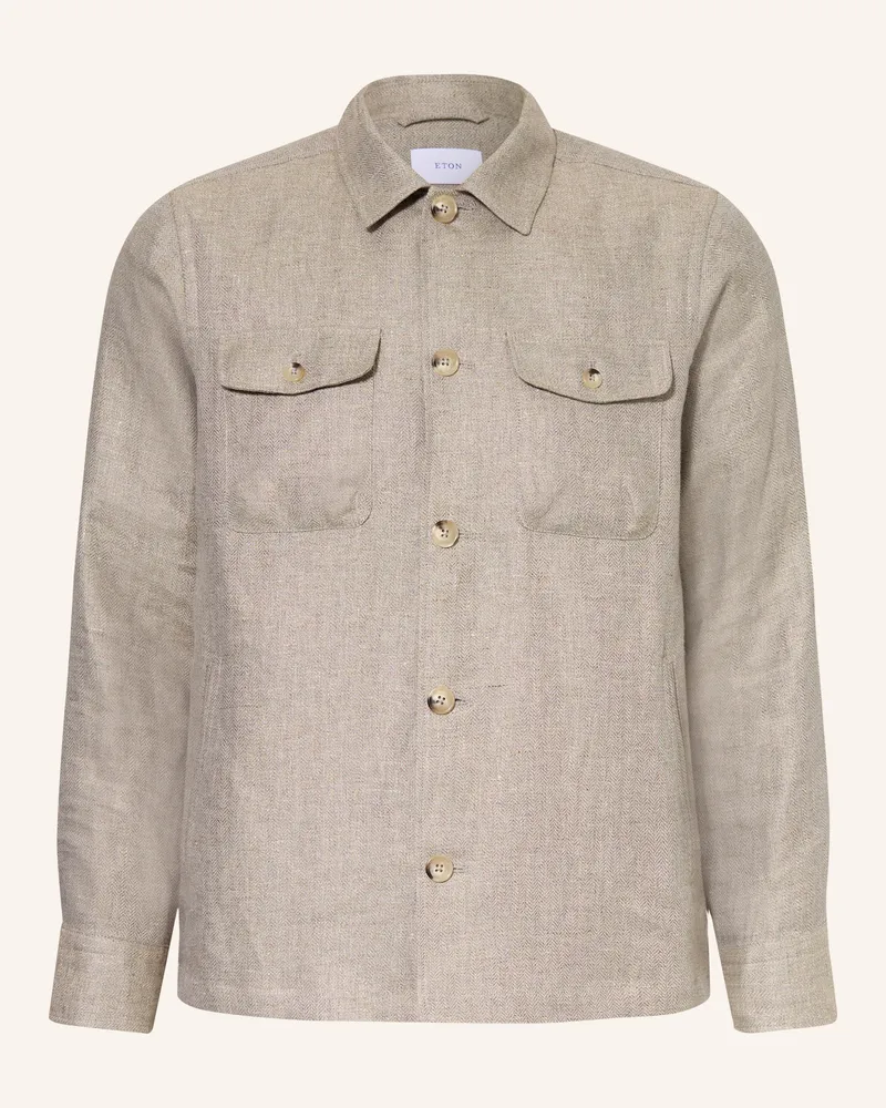 Eton Overjacket Mit Leinen beige Hellgrau
