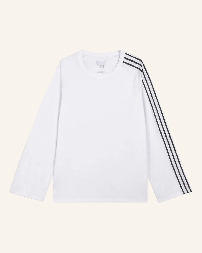 Y-3 Y-3 Raw Edge 3-Streifen Longsleeve weiss Weiss