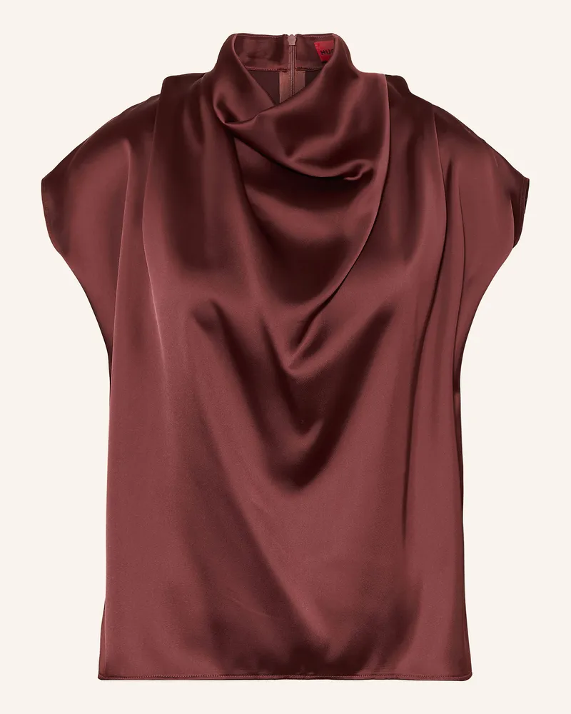 HUGO BOSS Blusenshirt Casmena Aus Satin braun Dunkelbraun