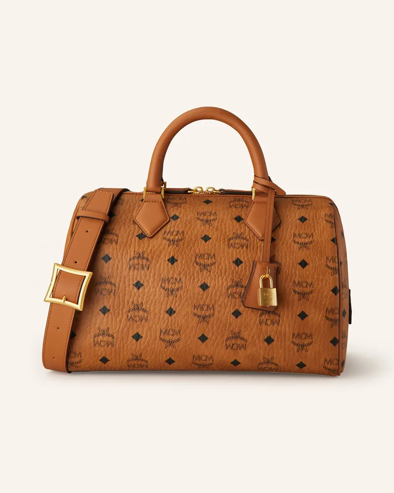 MCM Handtasche Ella Boston Visetos Medium braun Cognac