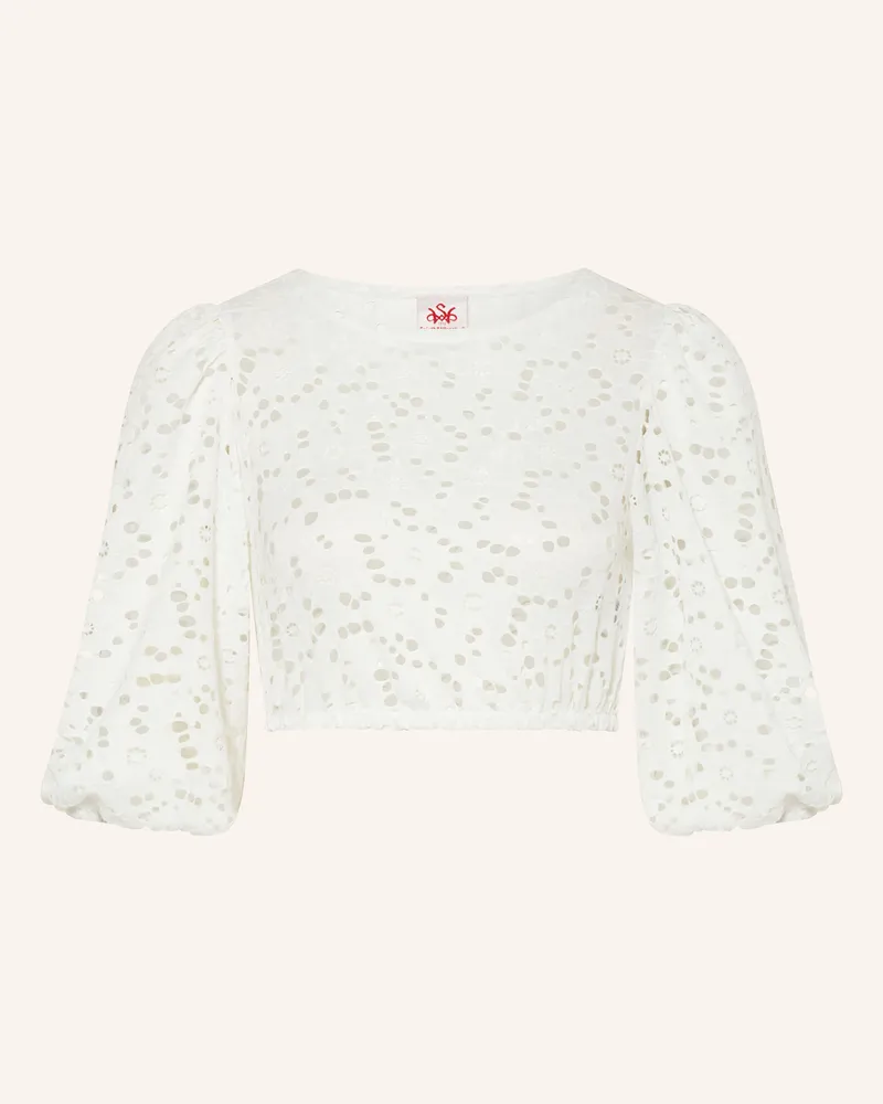 Spieth & Wensky Dirndlbluse Geraldine Aus Lochspitze weiss Weiss