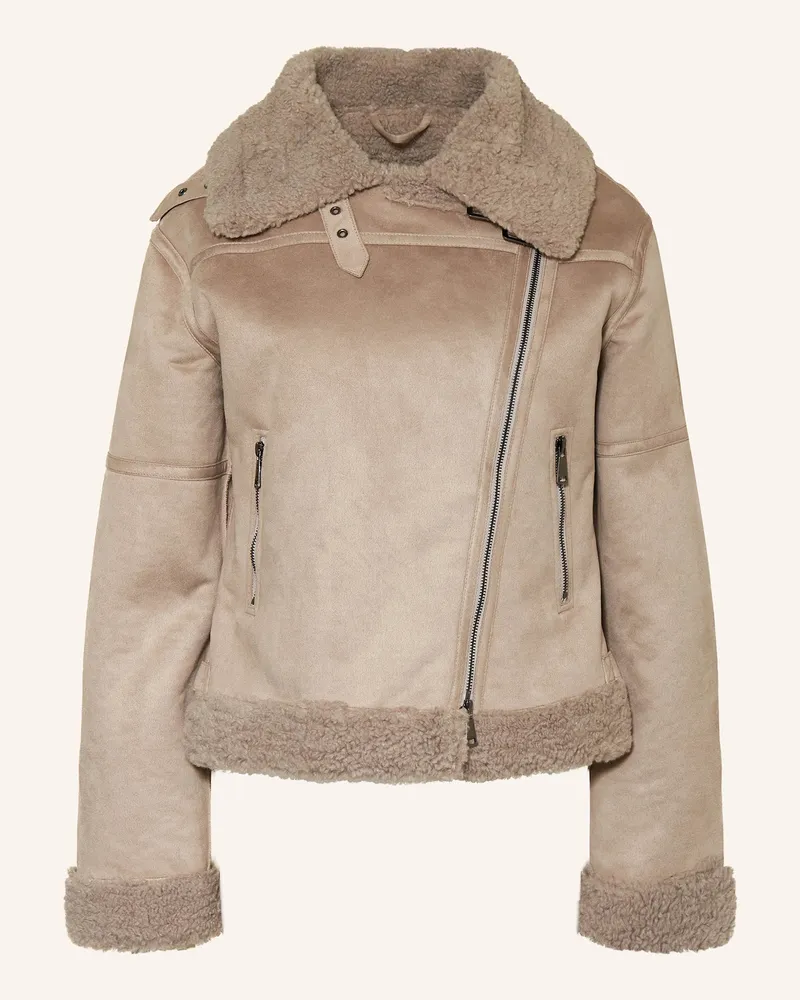 White Label Jacke in Lederoptik Taupe