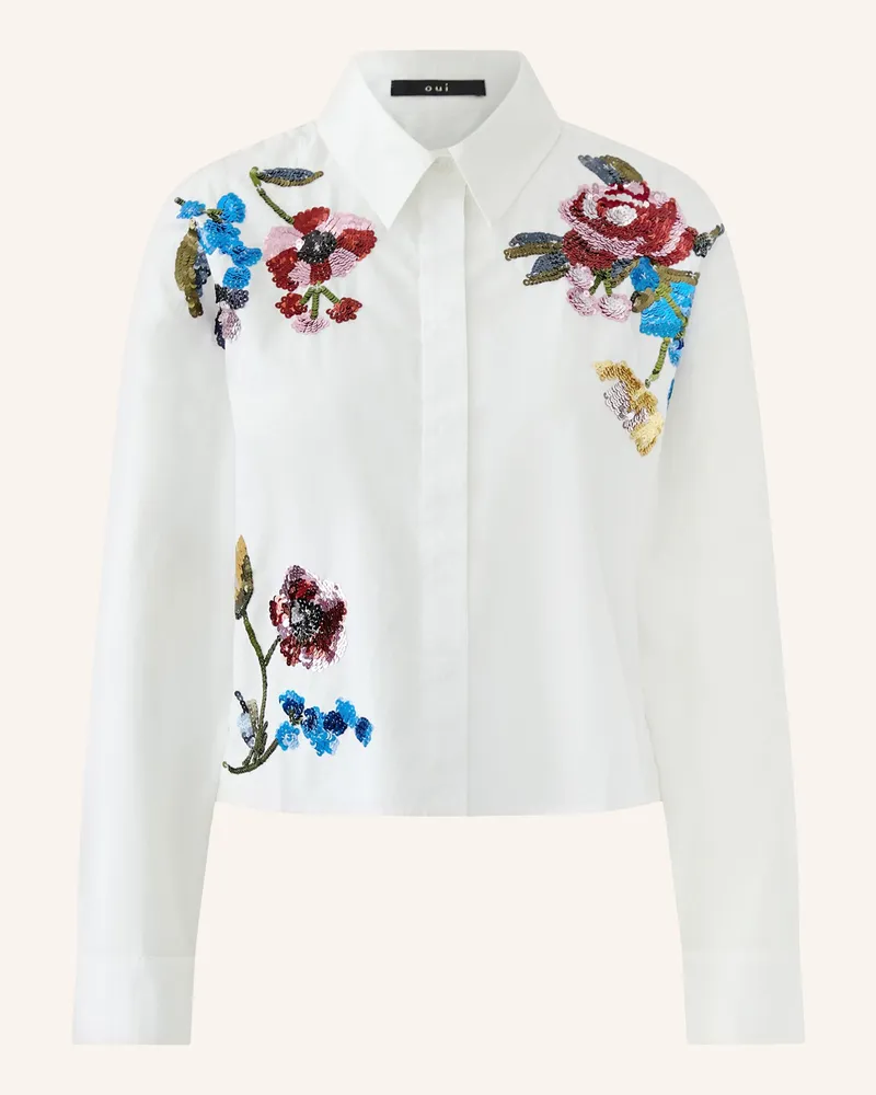Oui  Hemdbluse Mit Pailletten weiss Weiss