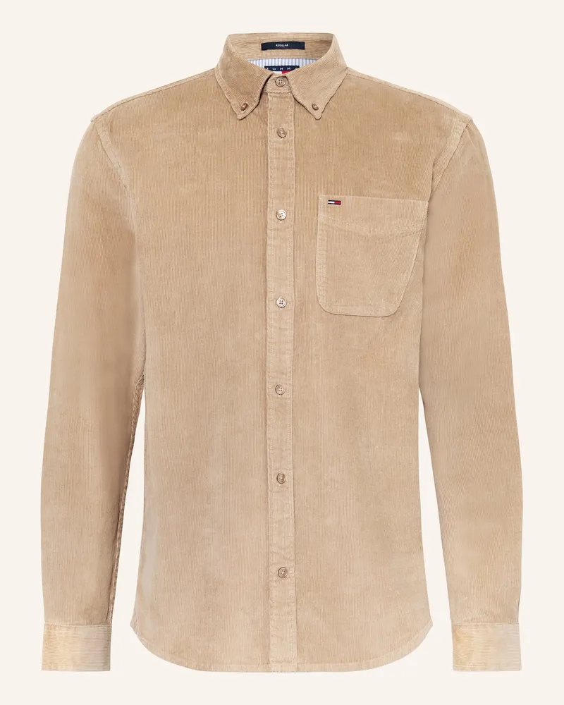 Tommy Hilfiger Cordhemd Regular Fit Taupe