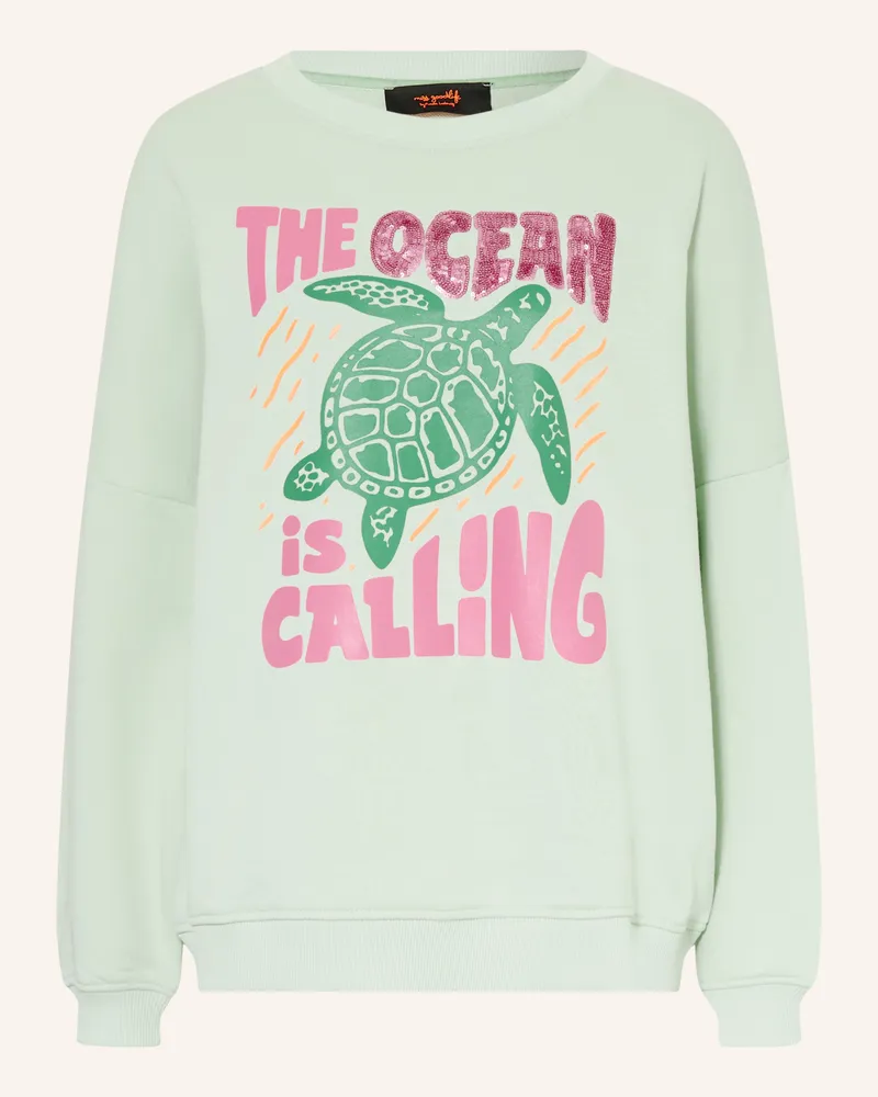Miss Goodlife Sweatshirt Mit Pailletten gruen Mint