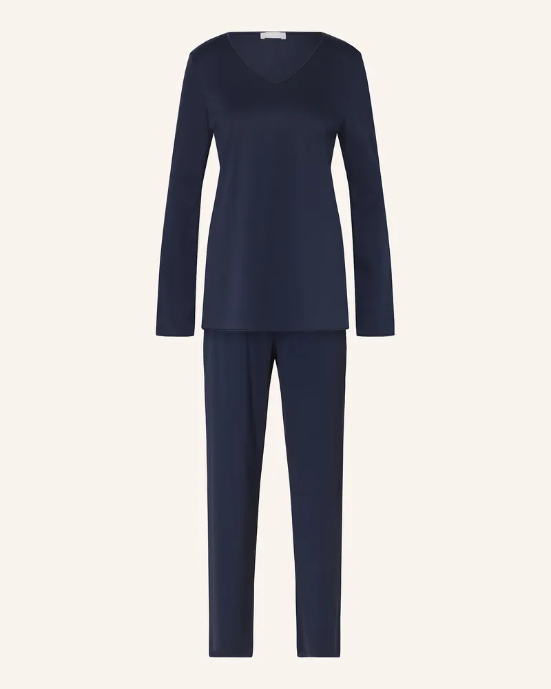 Hanro Schlafanzug Cotton Silk blau Dunkelblau