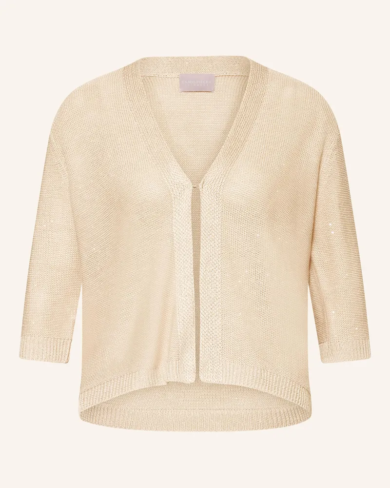 hemisphere Strickjacke aus Leinen mit 3/4-Arm und Pailletten Beige