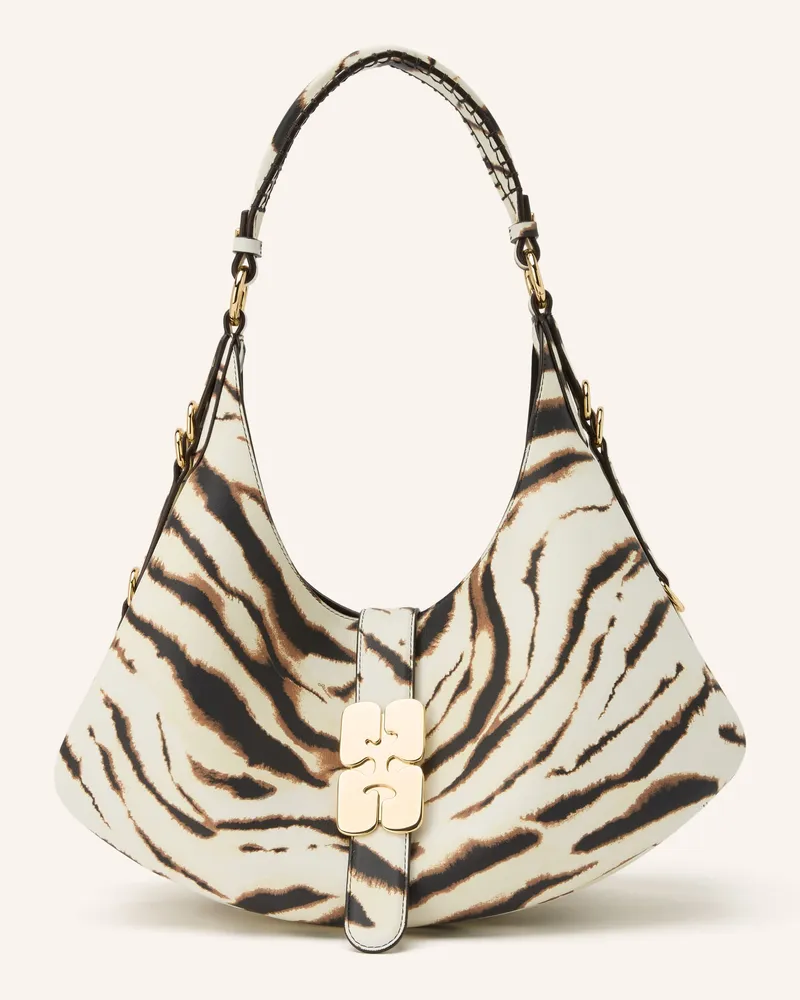 Ganni Schultertasche Kat Small weiss Beige