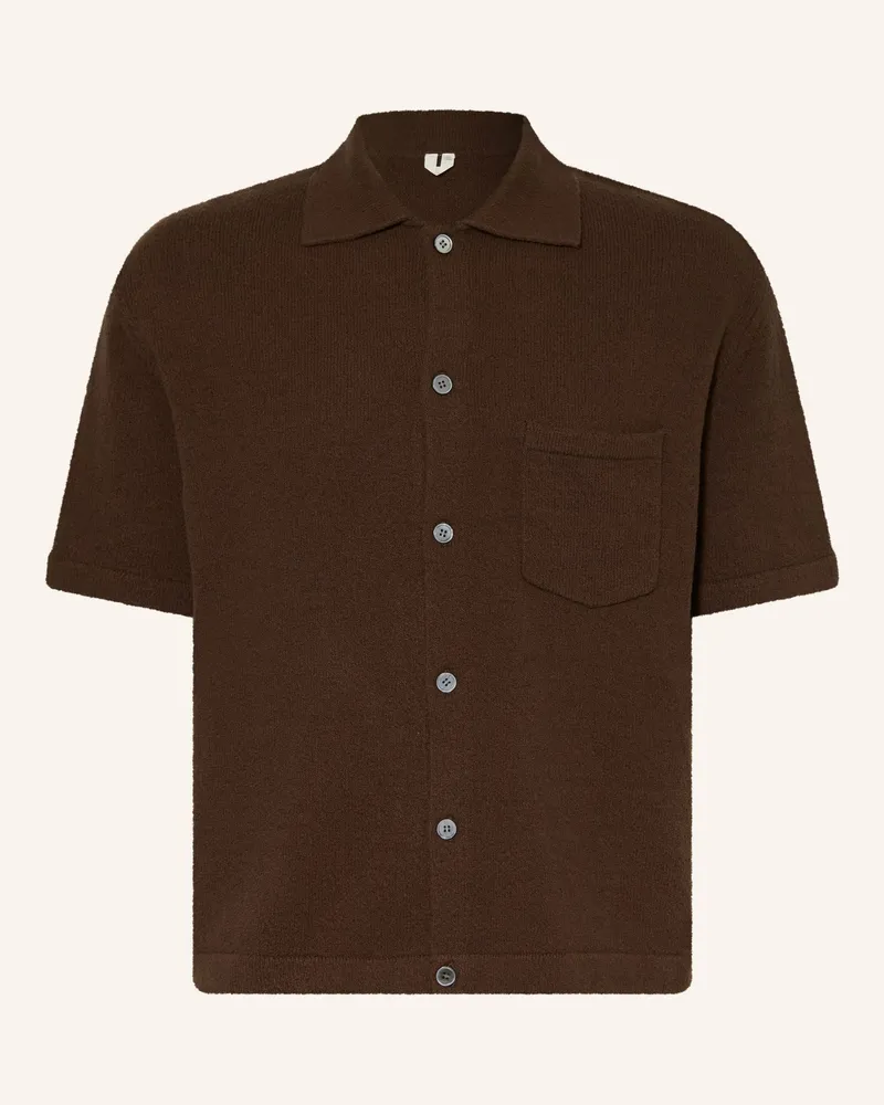 Arket Strickhemd Smog Comfort Fit braun Dunkelbraun