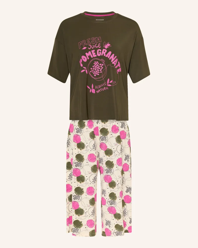 Schiesser 3/4-Schlafanzug CASUAL FASHION Oliv