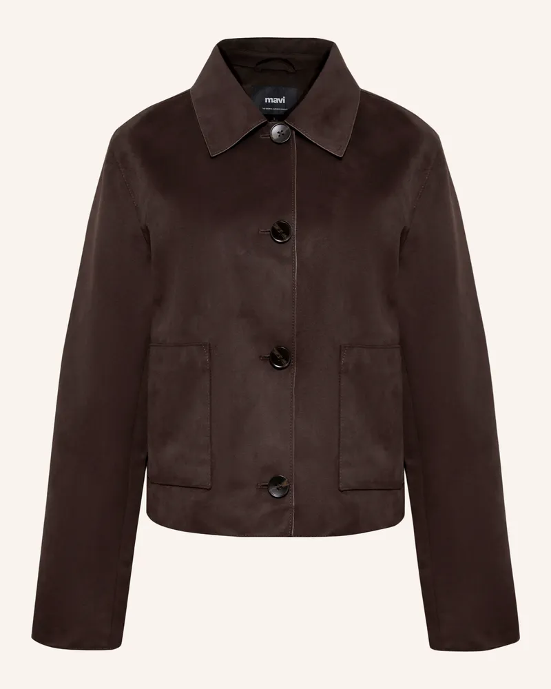 Mavi Jeans Kastenjacke in Lederoptik Dunkelbraun