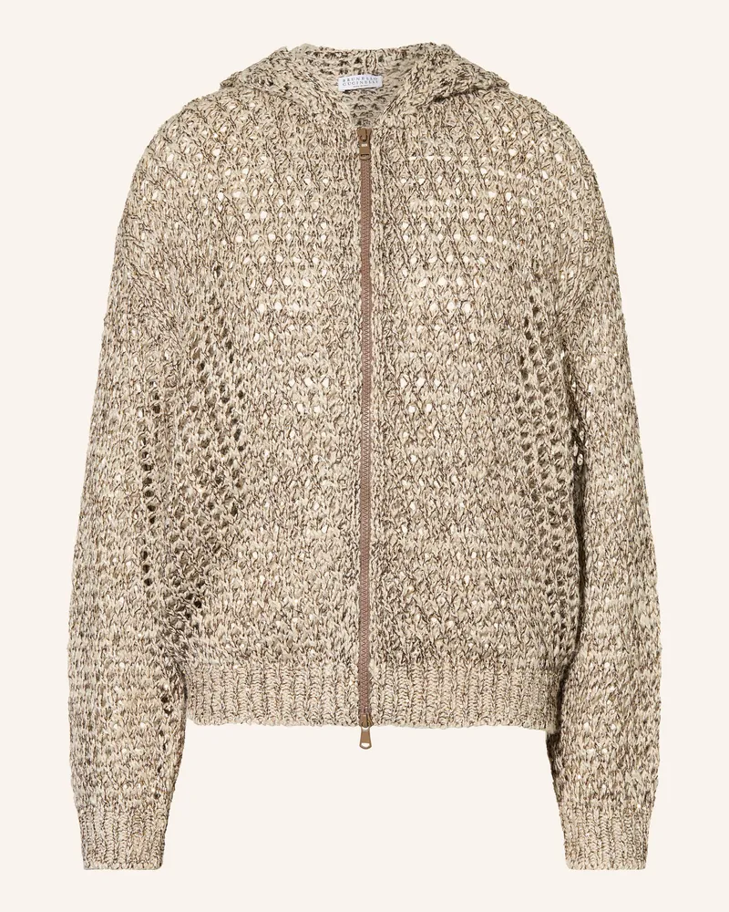 Brunello Cucinelli Strickjacke Mit Leinen Und Seide braun Hellbraun
