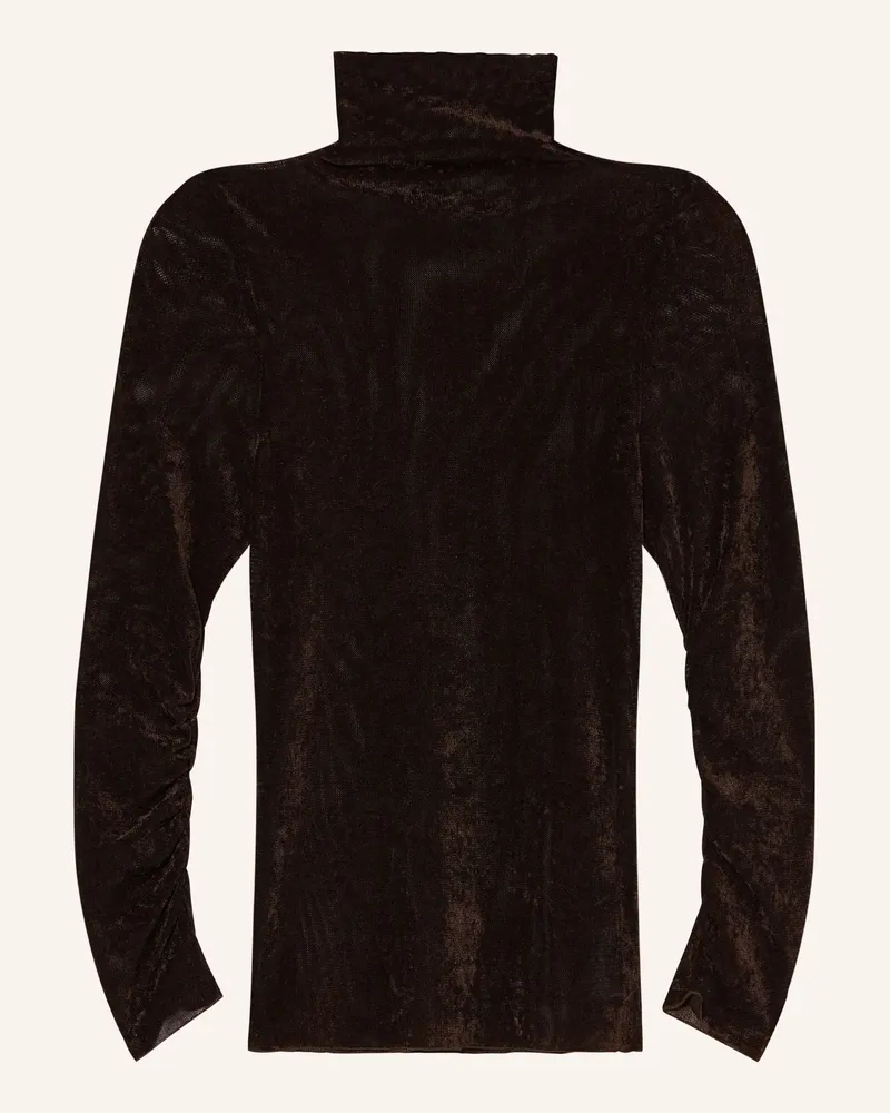 Luisa Cerano Rollkragenshirt Aus Mesh braun Dunkelbraun