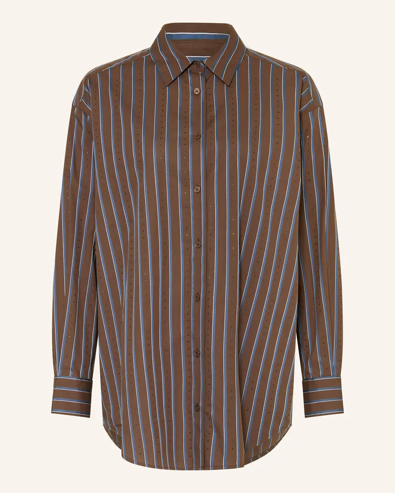 Mos Mosh Oversized-Hemdbluse DANIKA mit Schmucksteinen Dunkelbraun