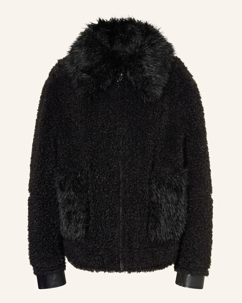 Patrizia Pepe Kunstfell-Jacke zum Wenden Schwarz