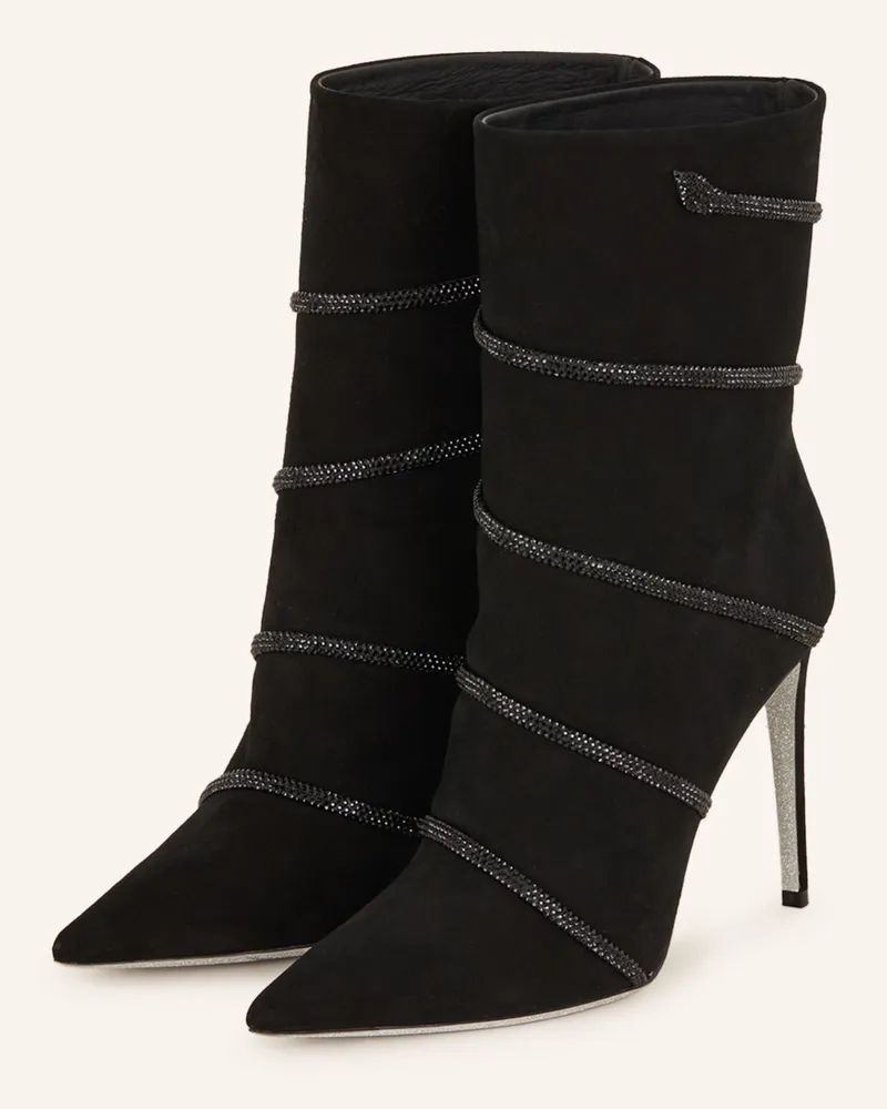 René Caovilla Stiefeletten mit Schmucksteinen Schwarz