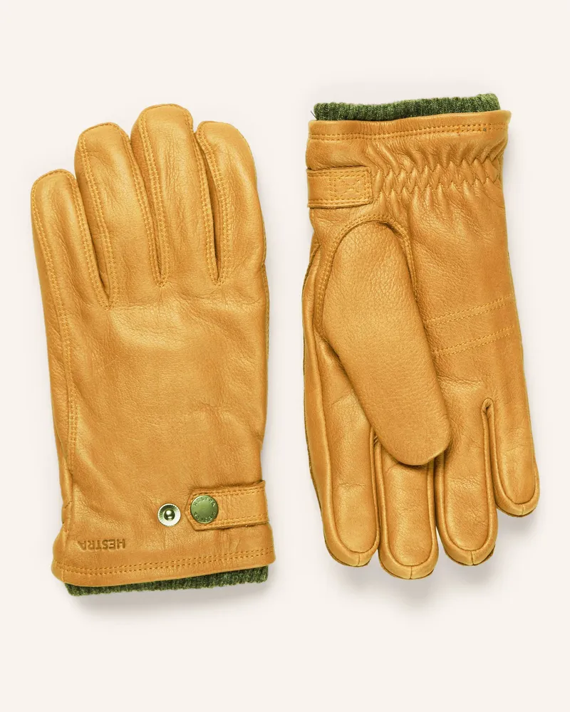 Hestra Lederhandschuhe Utsjö braun Dunkelgelb
