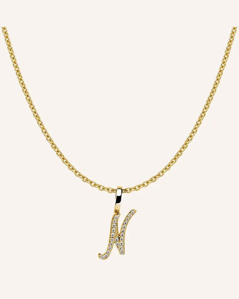 CADA Kette Tiny Diamond Letter N gold Gold
