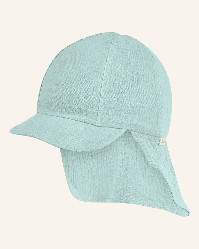 Sterntaler Schirmmütze Mit Nackenschutz Musselin blau Türkis