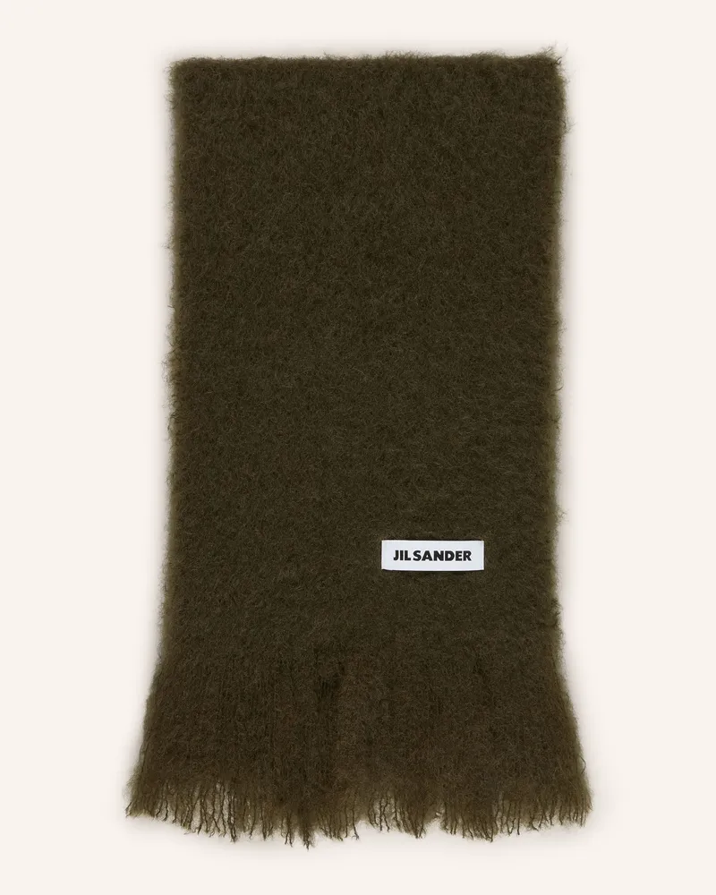 Jil Sander Schal Mit Mohair gruen Dunkelgrün