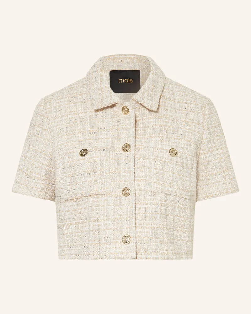 Maje Tweed-Jacke mit Glitzergarn Beige
