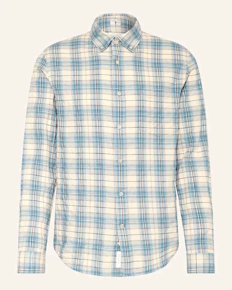 Arket Flanellhemd Bard Regular Fit blau Ecru