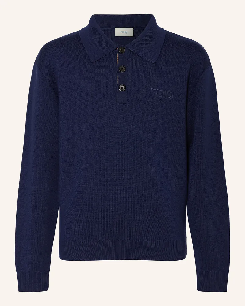 Fendi Strick-Poloshirt blau Dunkelblau