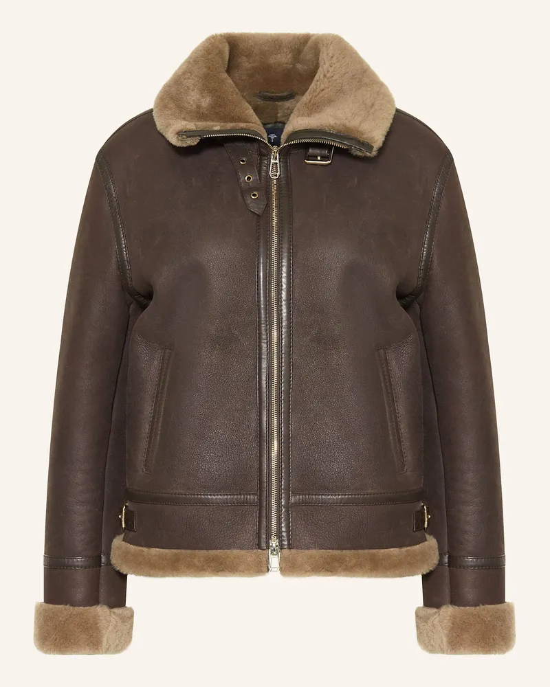 JOOP! Lederjacke mit Echtfell Braun