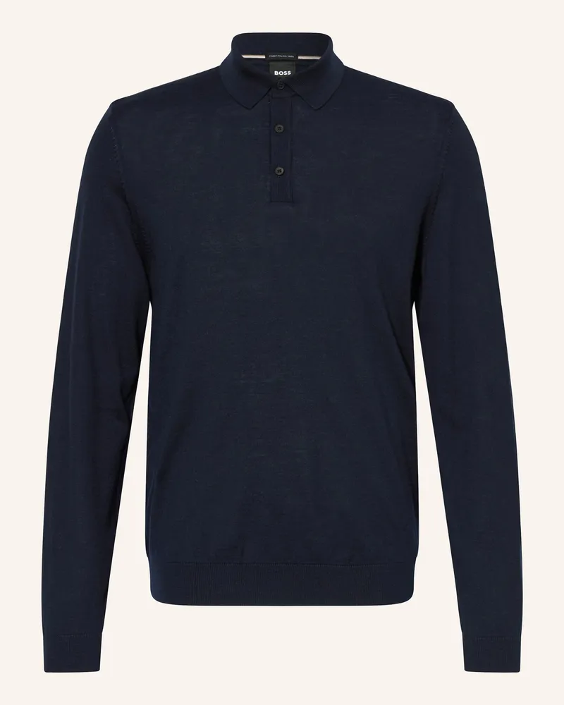 HUGO BOSS Strick-Poloshirt LANCIONE Dunkelblau