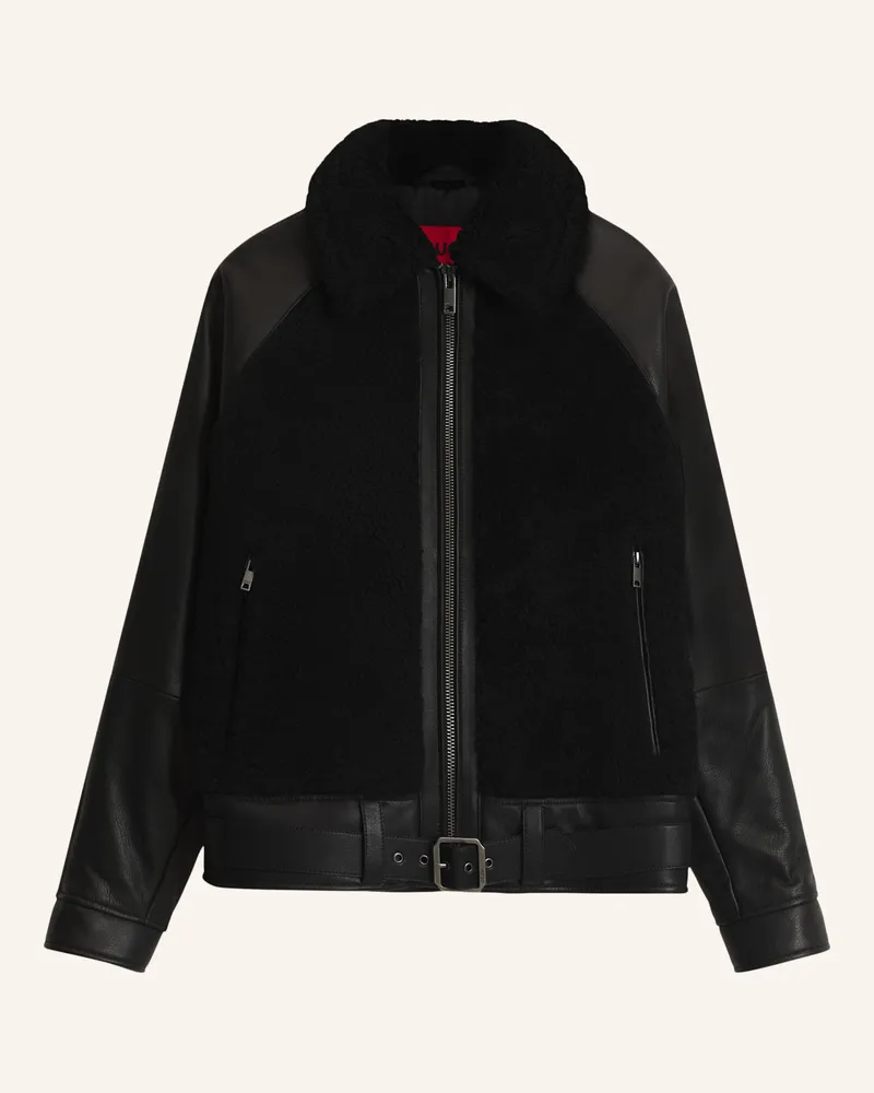 HUGO BOSS Lederjacke Laran Regular Fit schwarz Schwarz