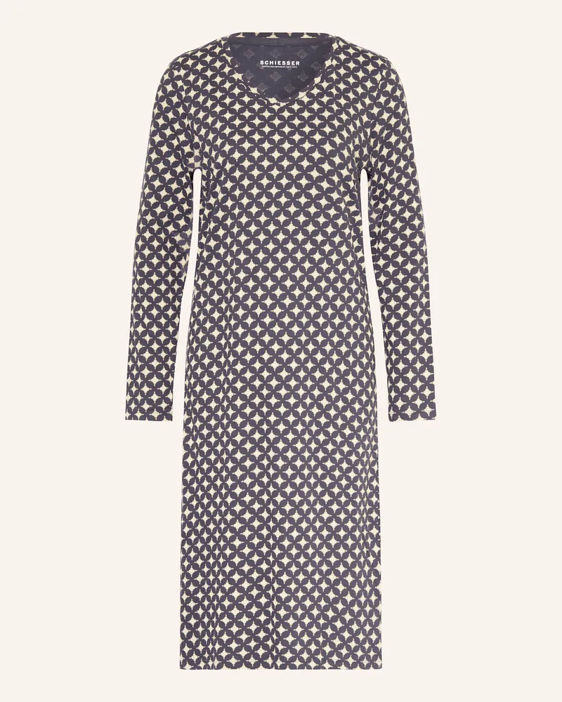 Schiesser Nachthemd Comfort Essentials lila Dunkelblau
