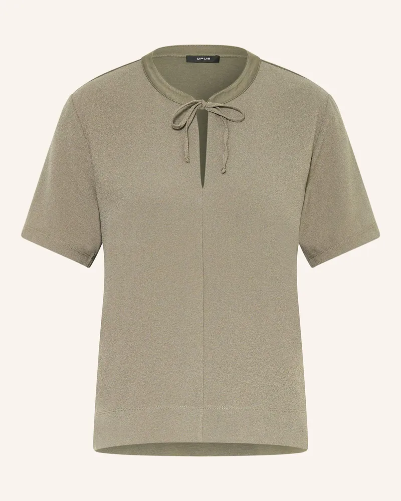 OPUS T-Shirt SERGLI im Materialmix Oliv
