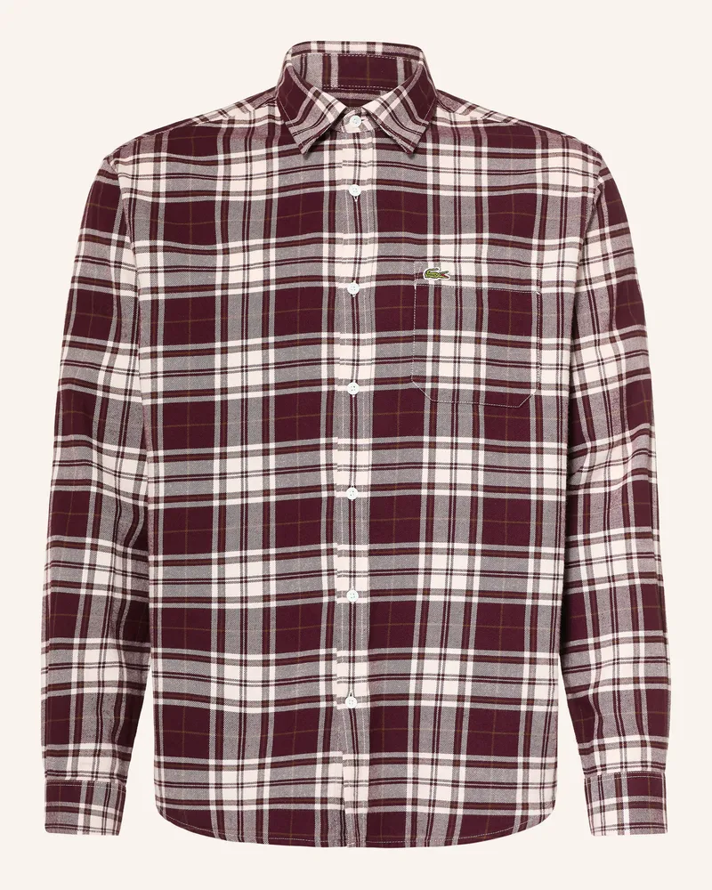 Lacoste Flanellhemd Regular Fit rot Dunkelrot