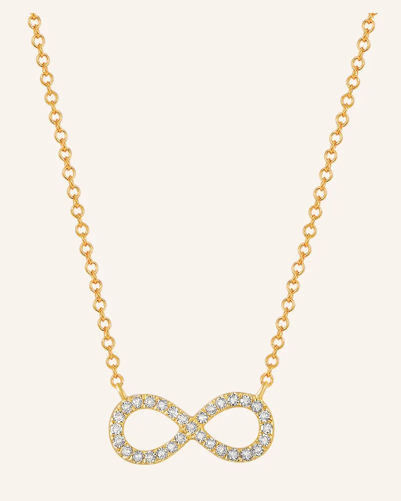 Leaf Halskette INFINITY aus 18 Karat Gelbgold mit Diamanten Gold