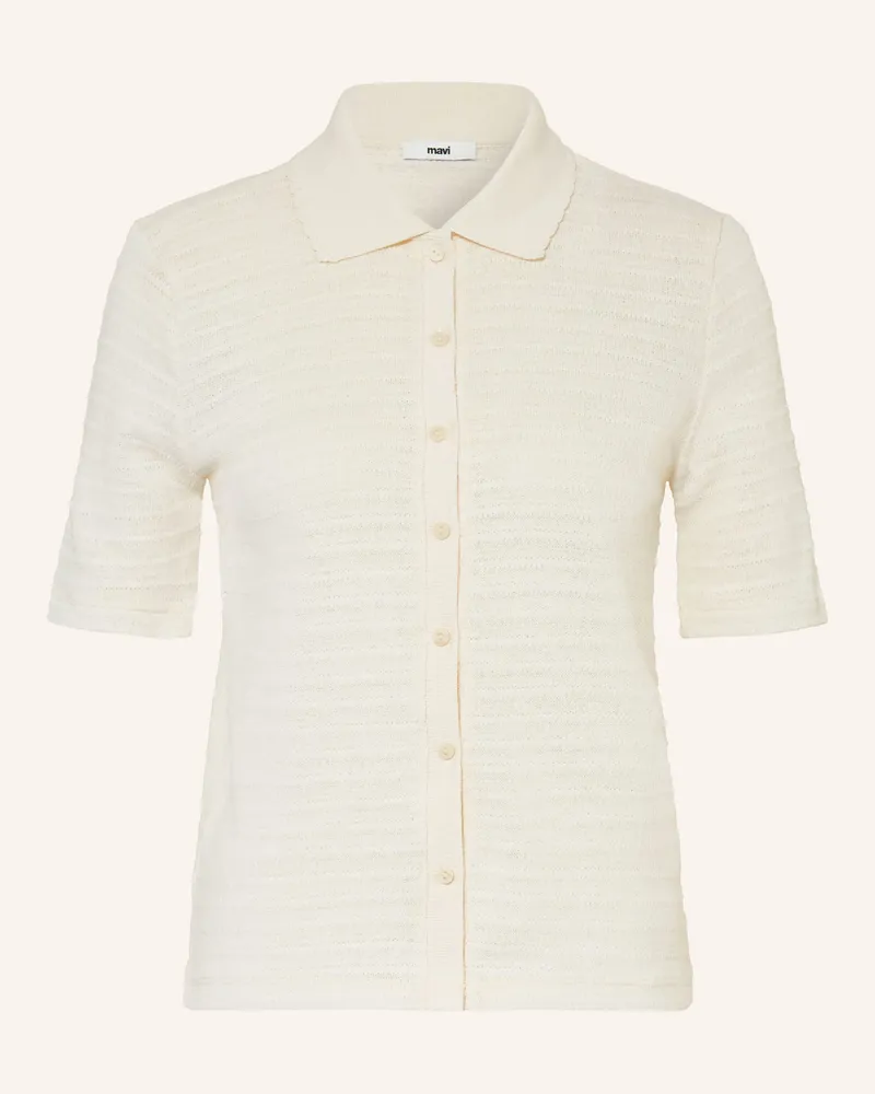 Mavi Jeans Strick-Poloshirt weiss Creme