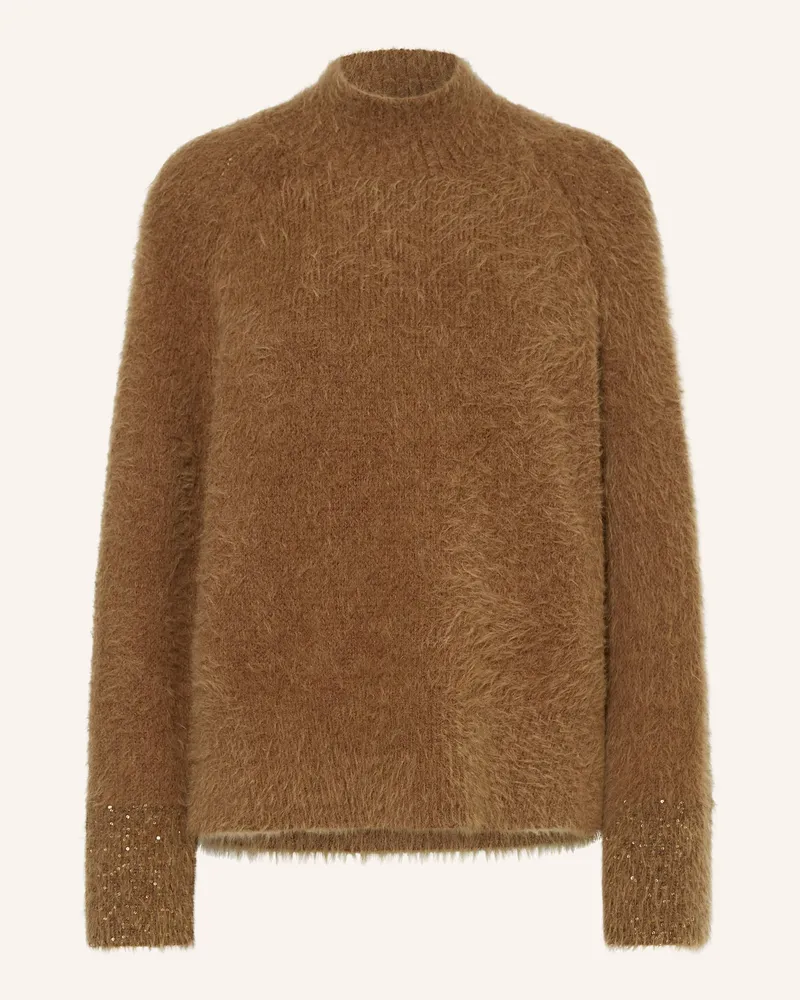 Luisa Cerano Pullover mit Pailletten Braun