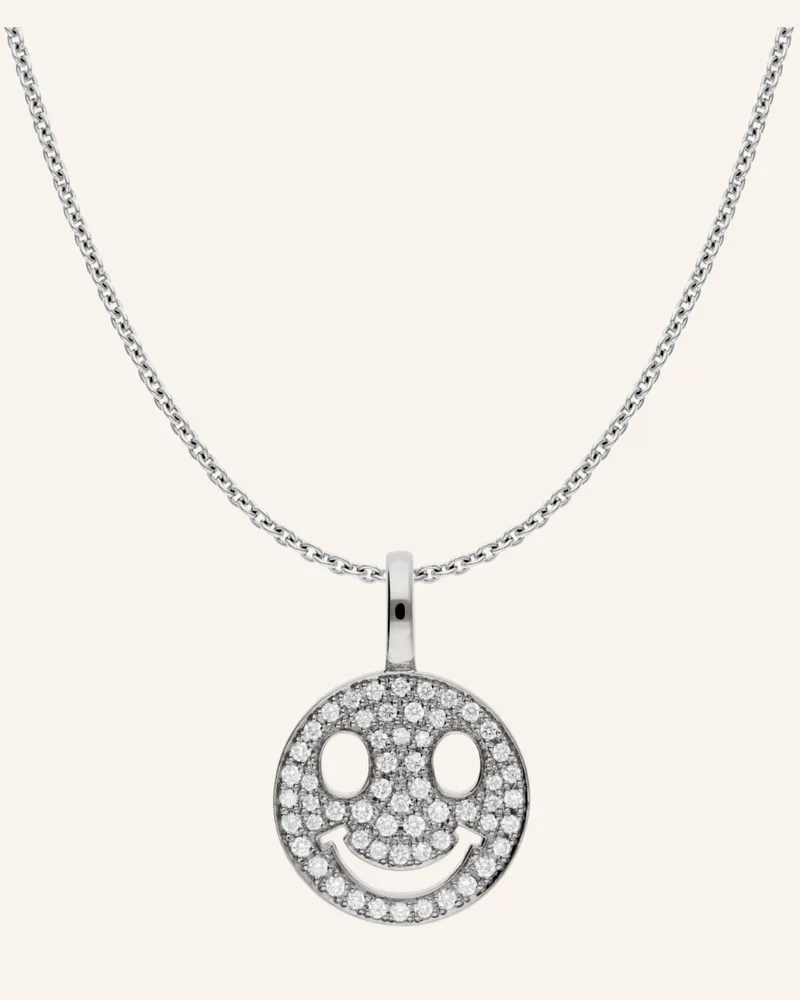 CADA Kette Mini Smiling Face silber Weissgold