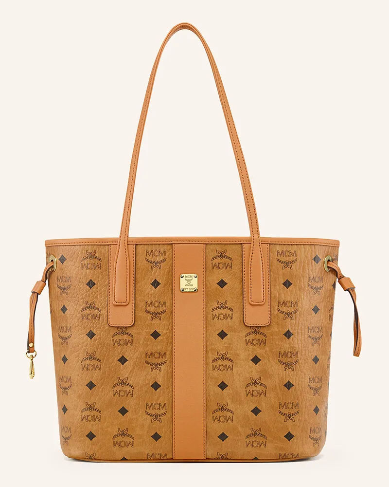 MCM Shopper LIZ SMALL zum Wenden mit Pouch Cognac